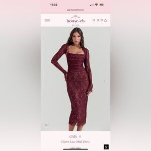 House of CB GAIA Claret Lace Midi Dress XL